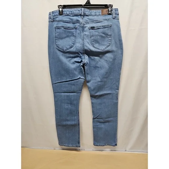 Lee Women's Blue Straight Leg Relaxed Fit Denim Jeans Mid Rise Size 12 36 X 29 - Picture 10 of 16